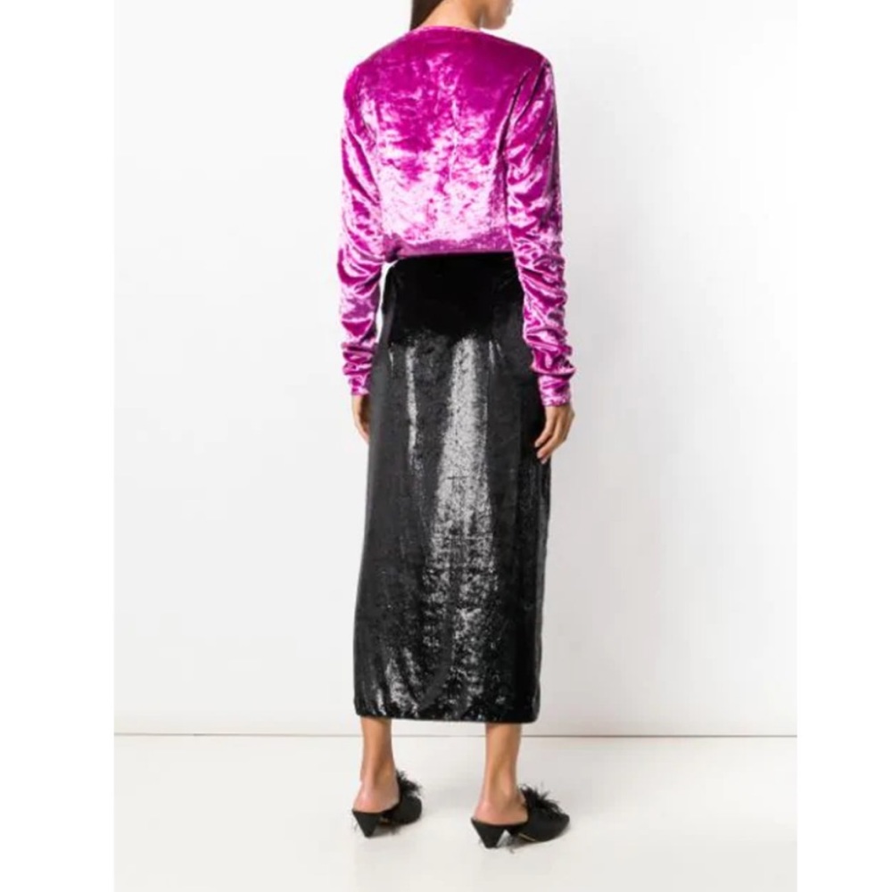 The Attico Crushed Pink Velvet Long Sleeve Dress size 38 - Picture 8 of 16